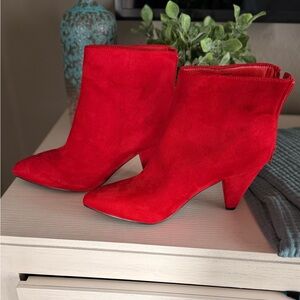 Red Suede Ankle Boots